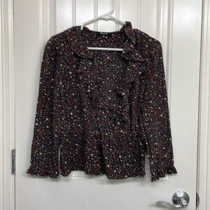 Madewell Silk Ruffle Hem Wrap Top